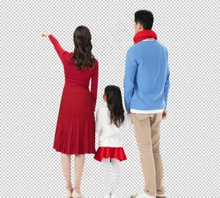 家人温馨一家三口团聚方向素材图片