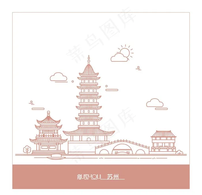 线条城市图片ai矢量模版下载