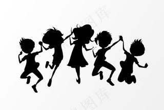 儿童剪影图片