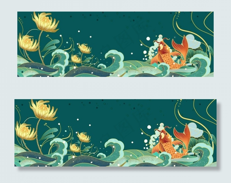 中国风国潮背景插画图片psd模版下载