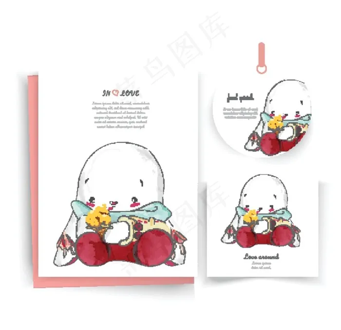 水彩动物卡片图片eps,ai矢量模版下载