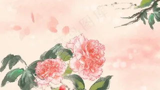 牡丹传统古风国风插画卡通背景图片