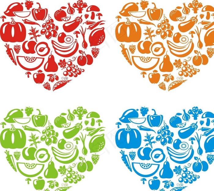 心形 蔬果 剪影图片