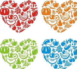 心形 蔬果 剪影图片