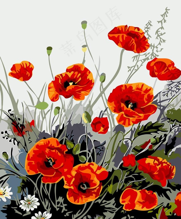 油画罂粟花图片