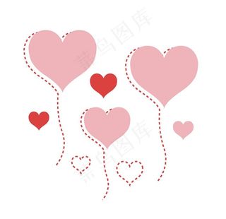 情人节粉红爱心气球装饰矢量图形图片