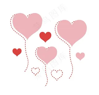 情人节粉红爱心气球装饰矢量图形图片