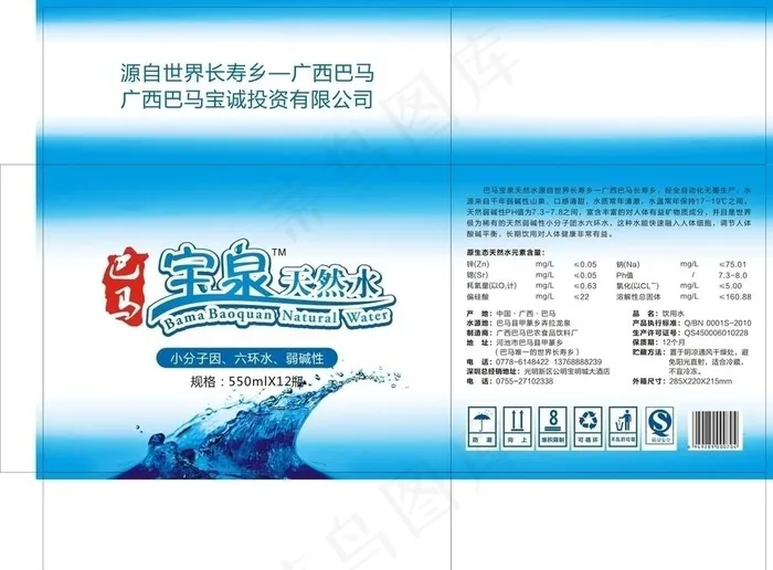 矿泉水纸箱图片cdr矢量模版下载