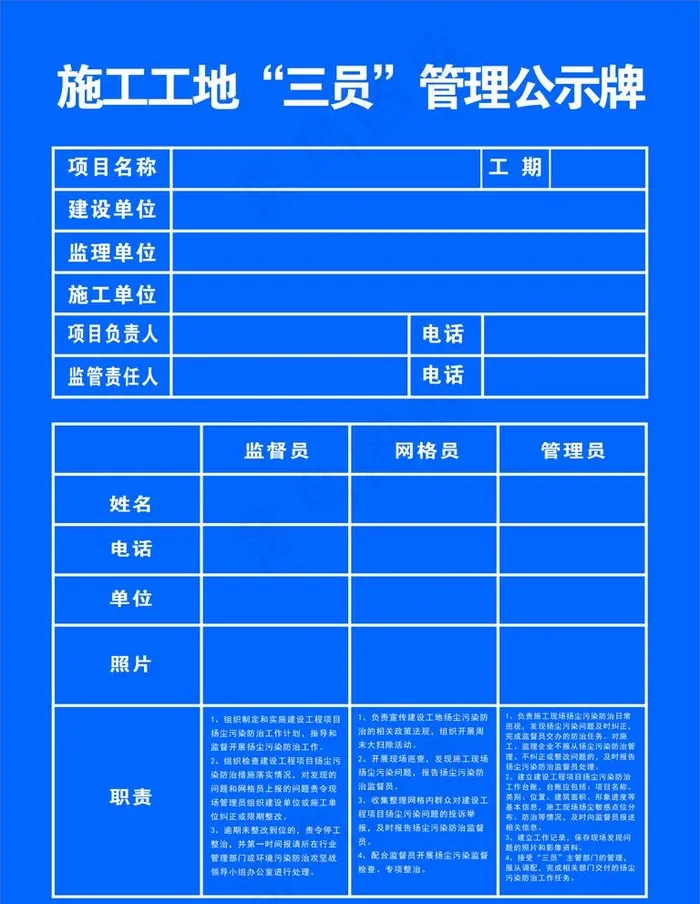 三元管理公示牌图片cdr矢量模版下载