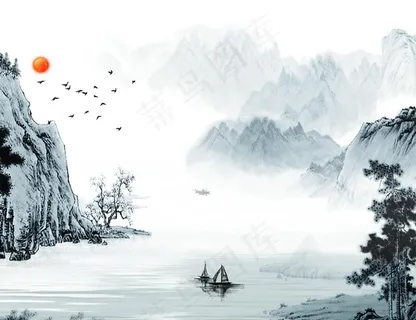 山水背景图图片 山水背景图图片