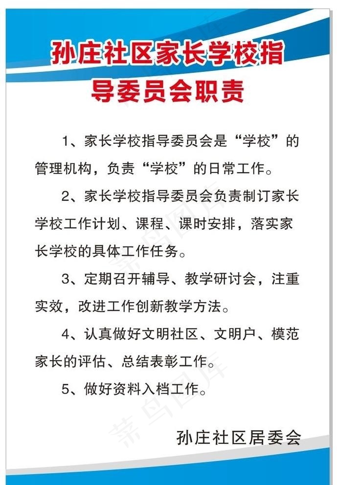 社区家长学校委员会职责图片cdr矢量模版下载