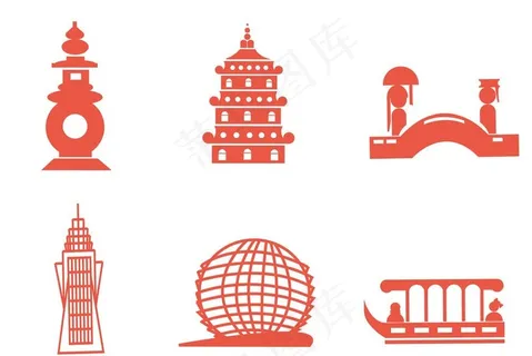 杭州地标建筑矢量图图片