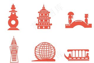 杭州地标建筑矢量图图片