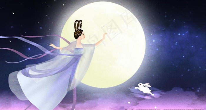 嫦娥奔月插画图片