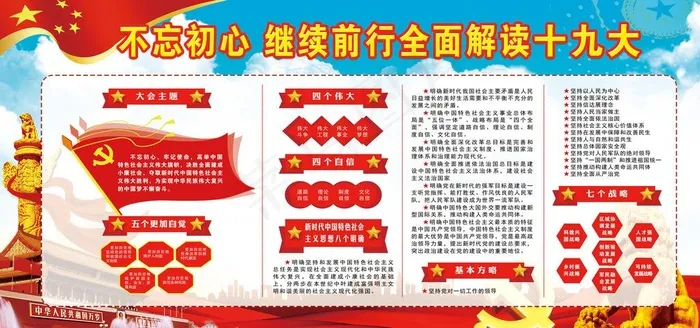 十九大不忘初心继续前行图片(7087X3543(DPI:150))psd模版下载