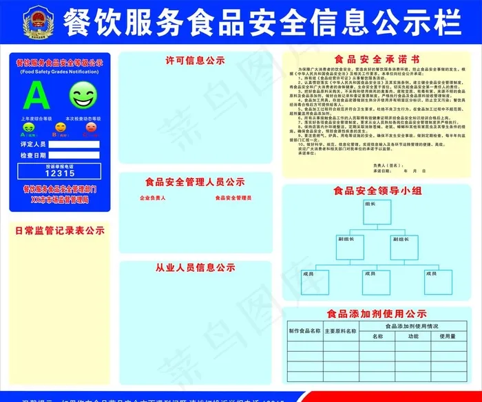 餐饮服务食品安全信息公示栏图片cdr矢量模版下载