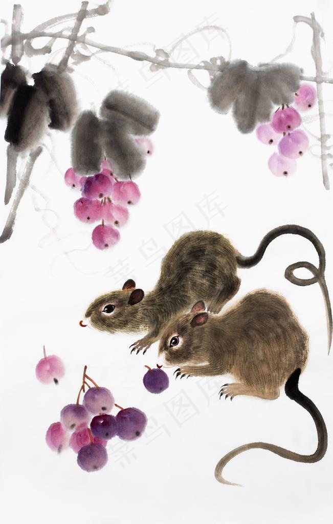 国画鼠十二生肖图片