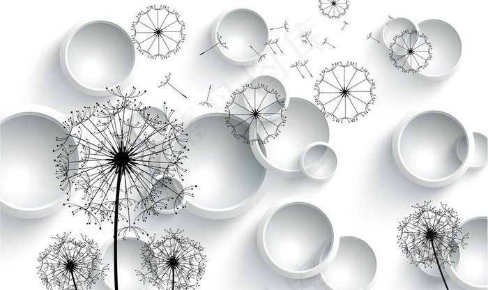 蒲公英背景墙图片