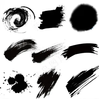 矢量水墨毛笔笔触图片