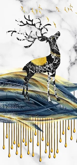轻奢麋鹿装饰画图片