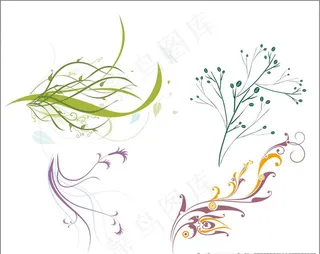 树叶 藤蔓 线条花纹图片