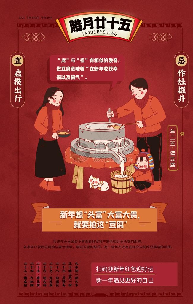 二十五磨豆腐年俗海报图片(4724X7087(DPI:200))psd模版下载