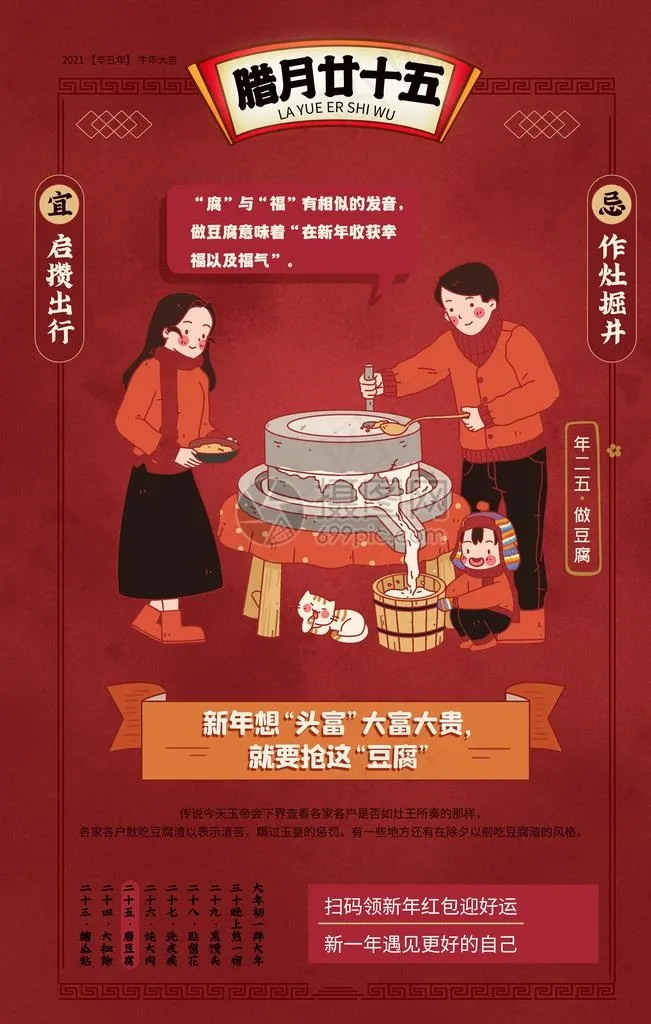 二十五磨豆腐年俗海报图片(4724X7087(DPI:200))psd模版下载