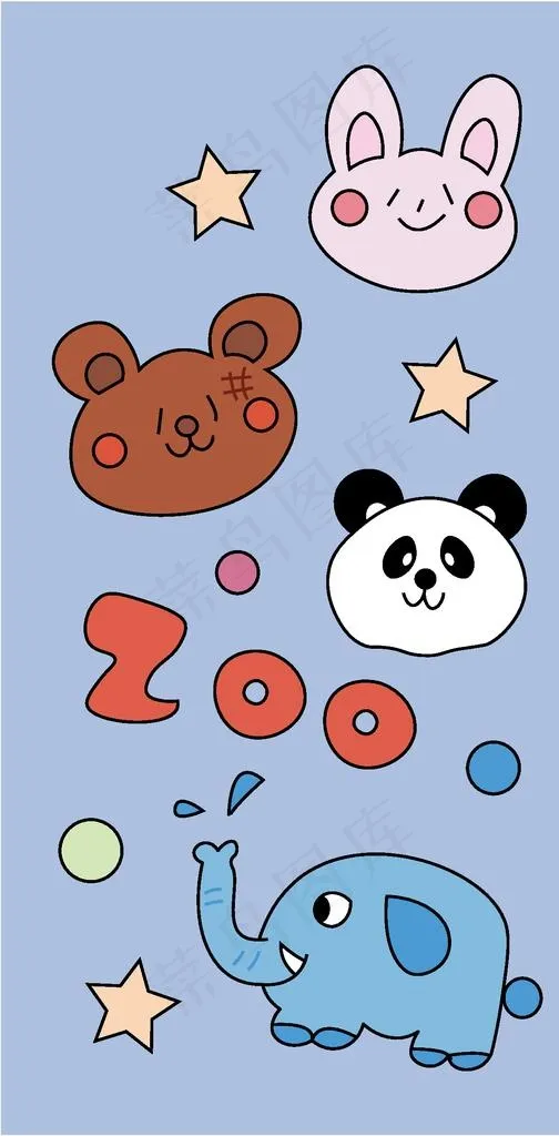 卡通动物图片ai矢量模版下载