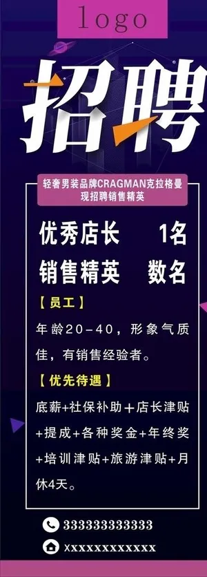 服装招聘展架图片