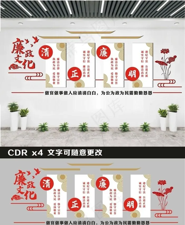 廉政文化墙图片cdr矢量模版下载