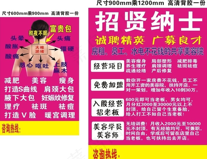 招贤纳士  背部经络图图片cdr矢量模版下载