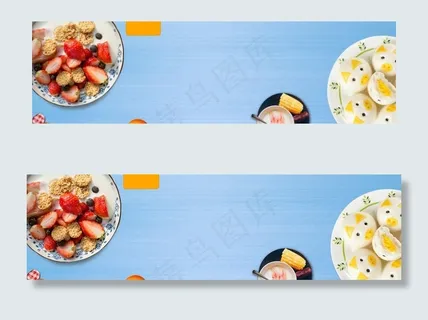蓝色清新美食夏季上新背景图片