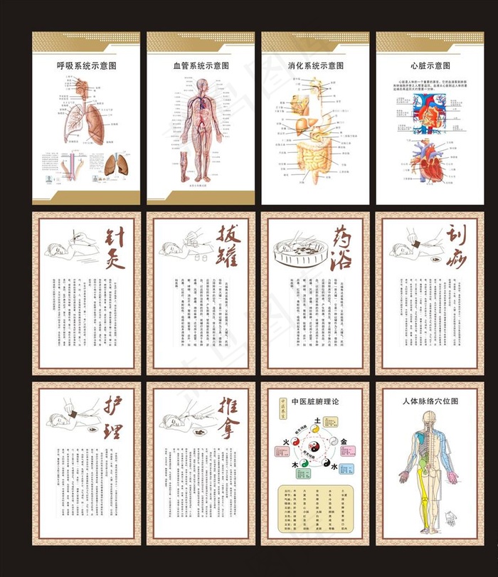 医院养生保健推拿挂图图片(210X297)cdr矢量模版下载