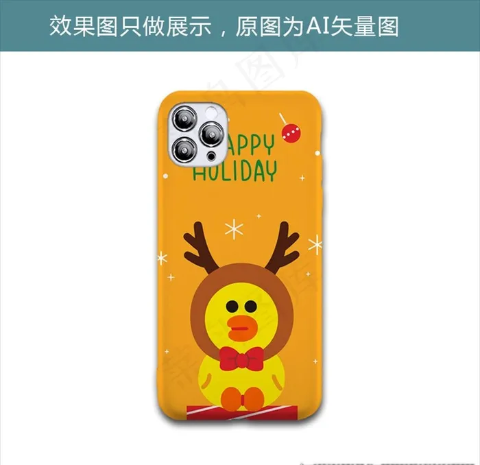 圣诞小黄鸭图片ai矢量模版下载