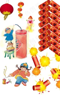 卡通鞭炮素材图片 卡通鞭炮素材图片