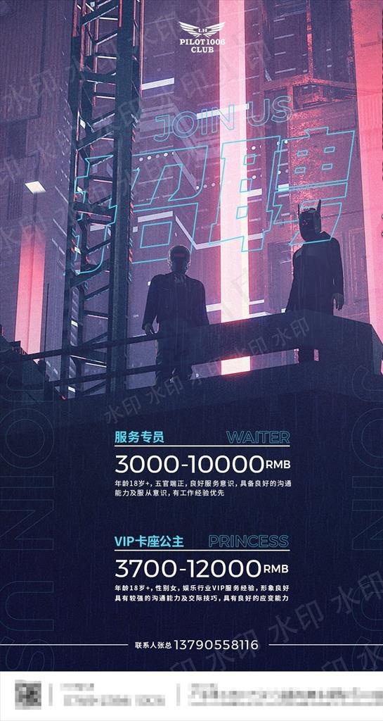 酒吧招聘海报图片psd模版下载