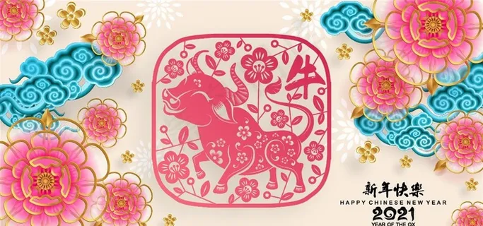 牛 新年展板背景图片