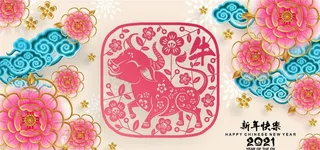 牛 新年展板背景图片