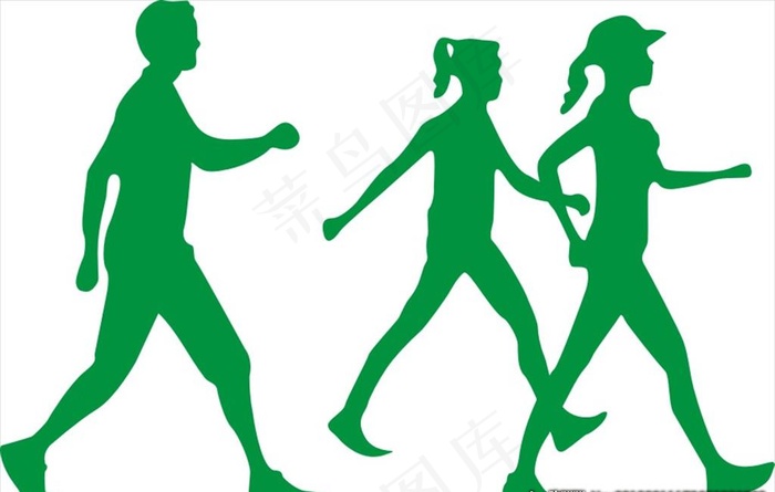 散步三人走路图片