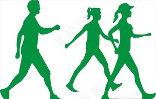 散步三人走路图片
