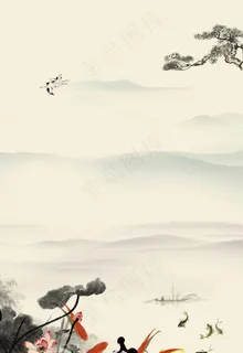 边框荷花怀旧古风广告背景图图片 边框荷花怀旧古风广告背景图图片