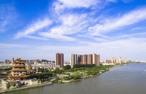 泗阳大运河泗水阁城市航拍图片 泗阳大运河泗水阁城市航拍图片