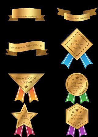 金色勋章丝带设计元素图片