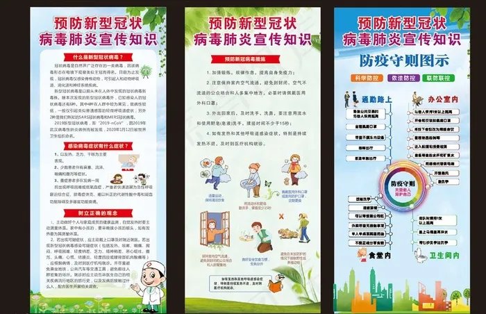 防疫 新冠展架图片(800X1800)cdr矢量模版下载