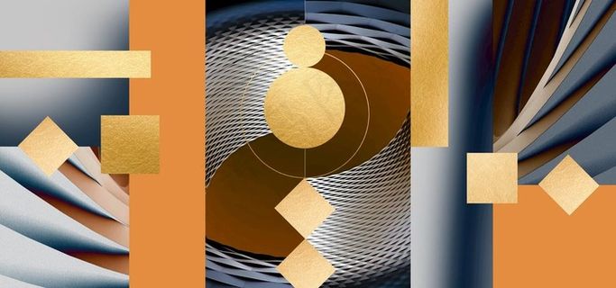 抽象几何装饰三联画图片