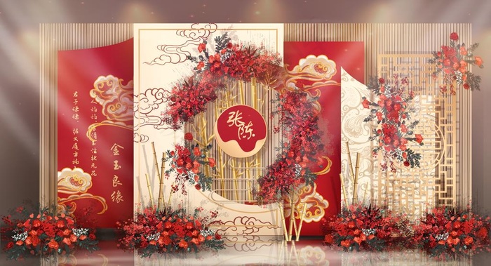 中式婚礼迎宾区效果图图片(2248X1288(DPI:72))psd模版下载