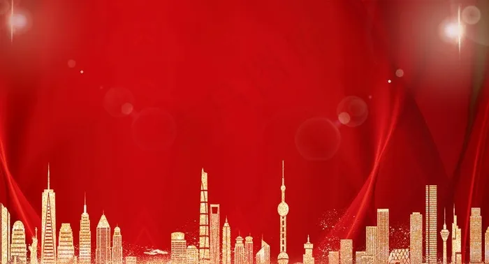 城市红色丝绸光线金色企业背景图片(3500X2000(DPI:100))psd模版下载