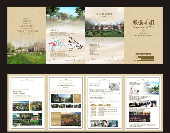 凤鸣翠围四折页图片cdr矢量模版下载