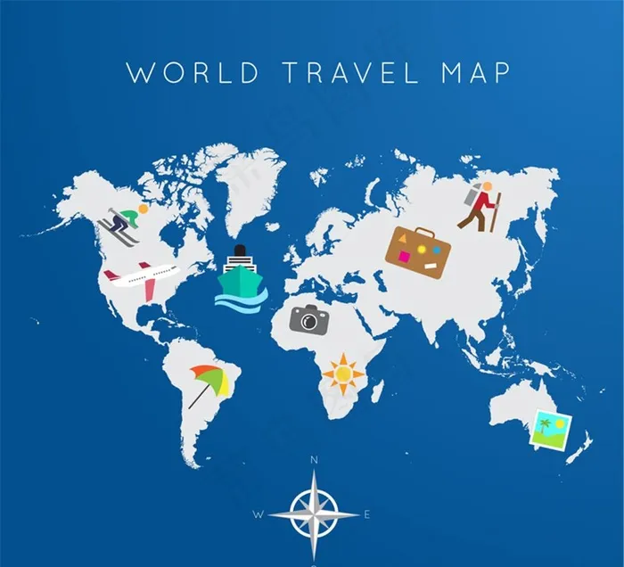 环球旅行地图矢量素材图片ai矢量模版下载