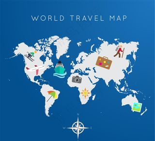 环球旅行地图矢量素材图片